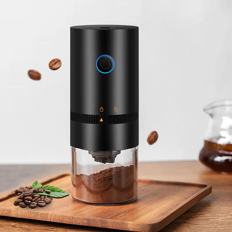 USB Rechargeable Burr Coffee Grinder Adjustable Precision Grinding Black