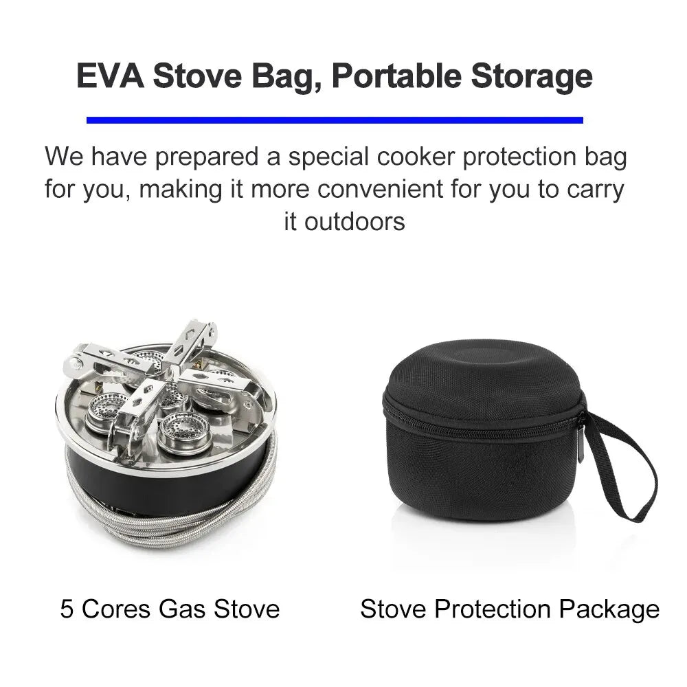 High-Power Camping Gas Stove Portable Split Furnace Black