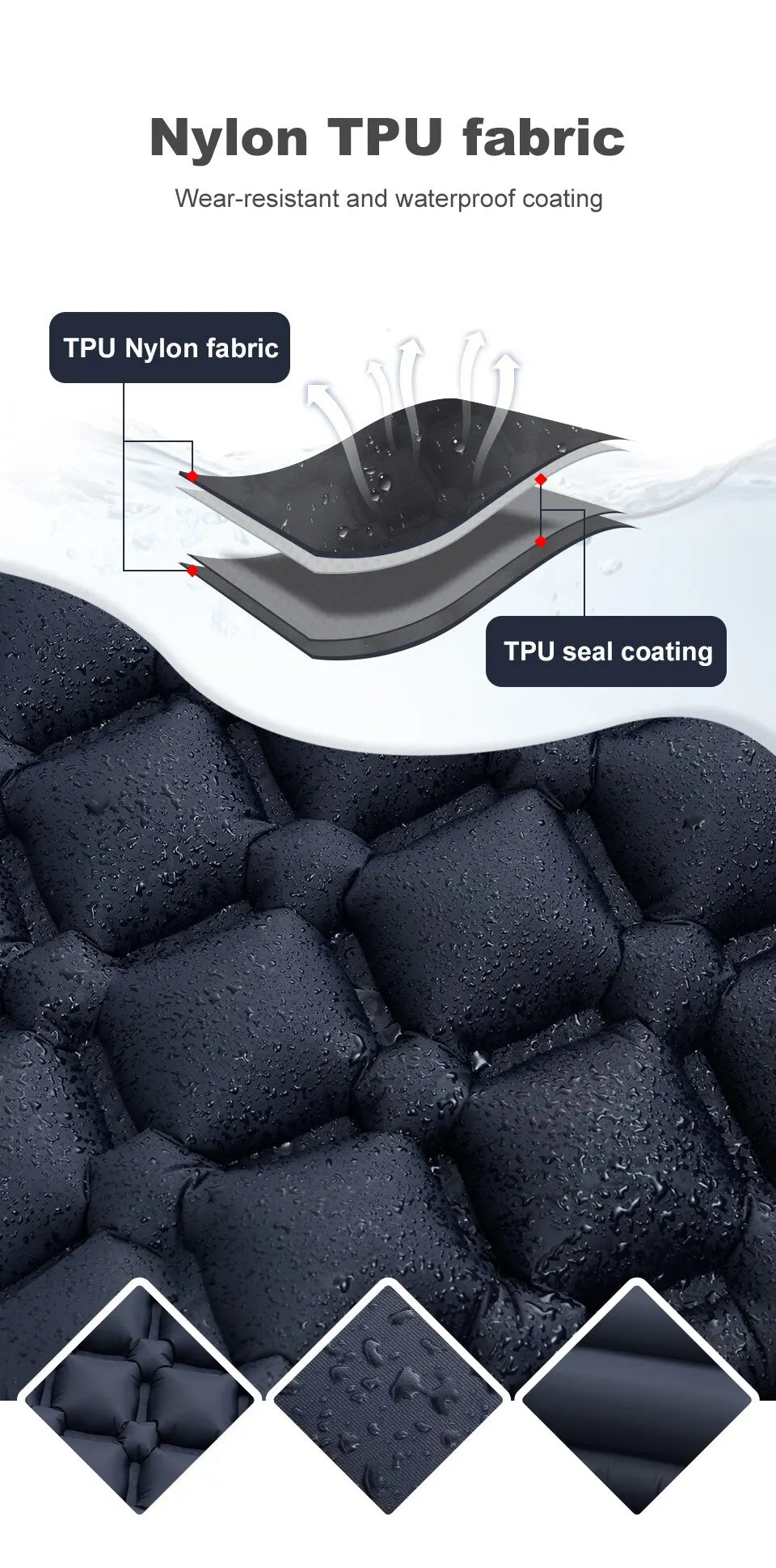 Ultralight Camping Inflatable Mattress with Built-In Pump and Pillows