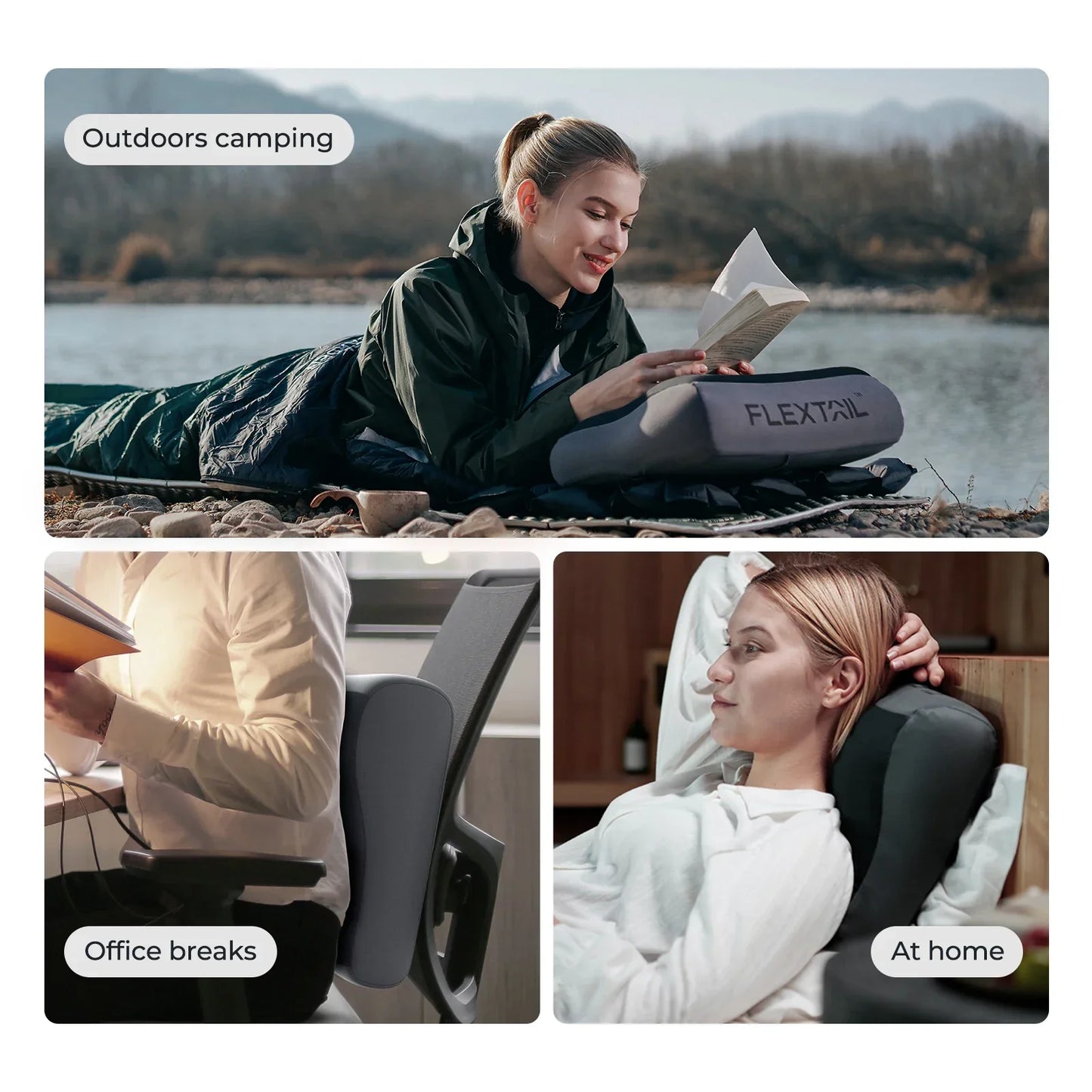Ergonomic Inflatable Camping Air Pillow Grey