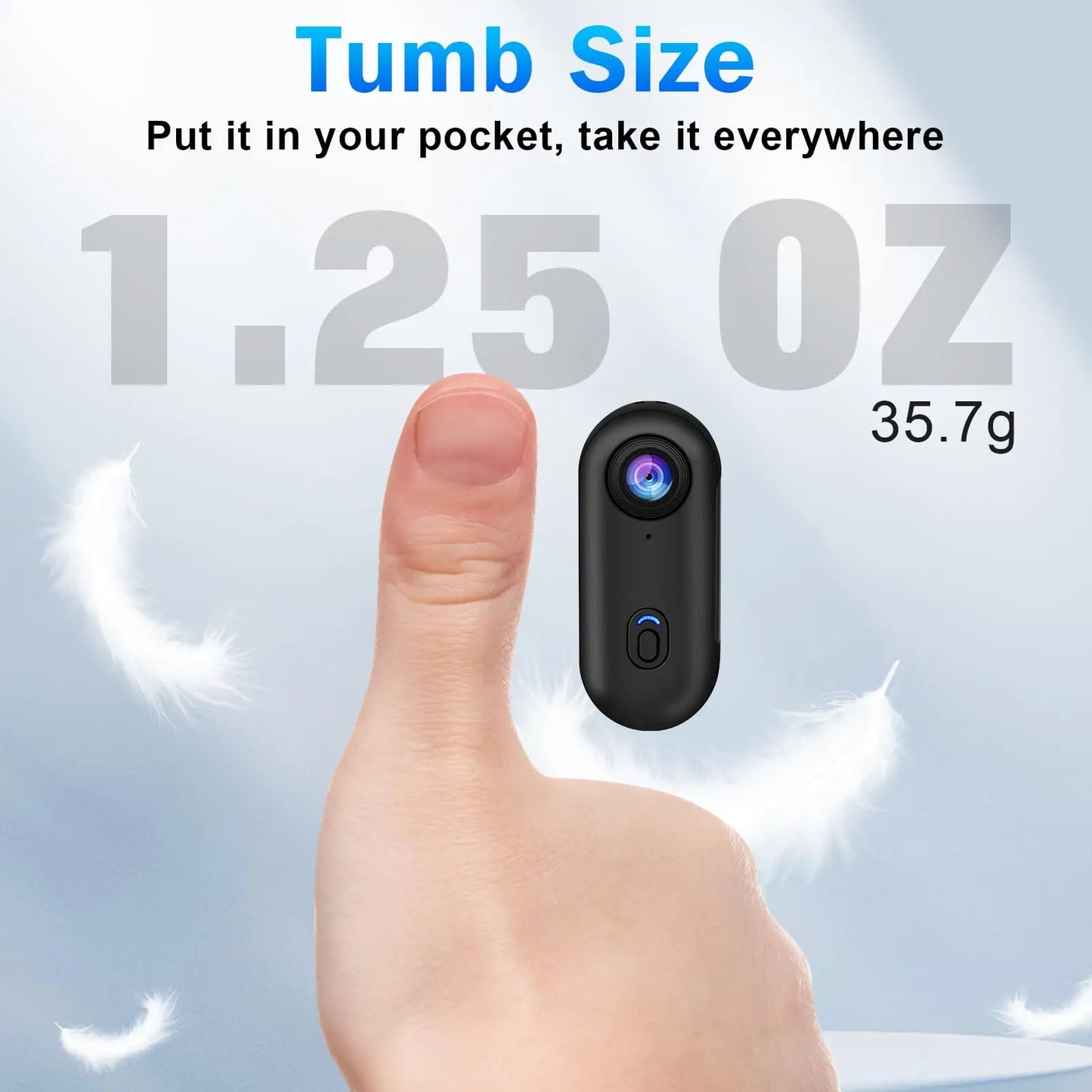 4K Mini Action Body Camera Thumb-Sized with 32GB TF Card Black