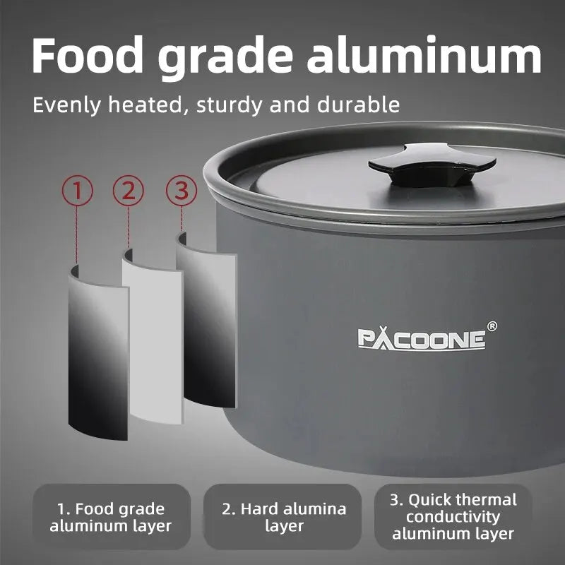 Portable Camping Cookware Set Outdoor Tableware Kit Black