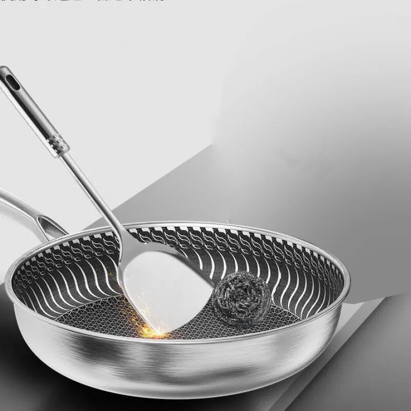 Premium 30cm Stainless Steel Honeycomb Nonstick Skillet Silver