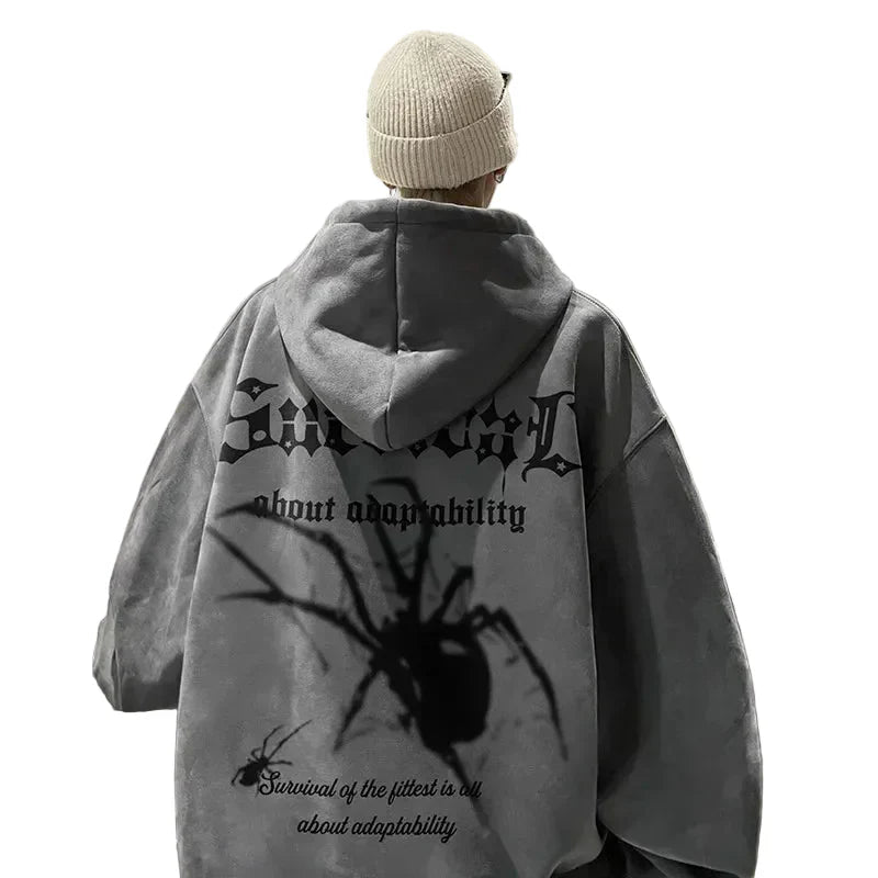 Gothic Spider Graphic Oversized Hoodie
