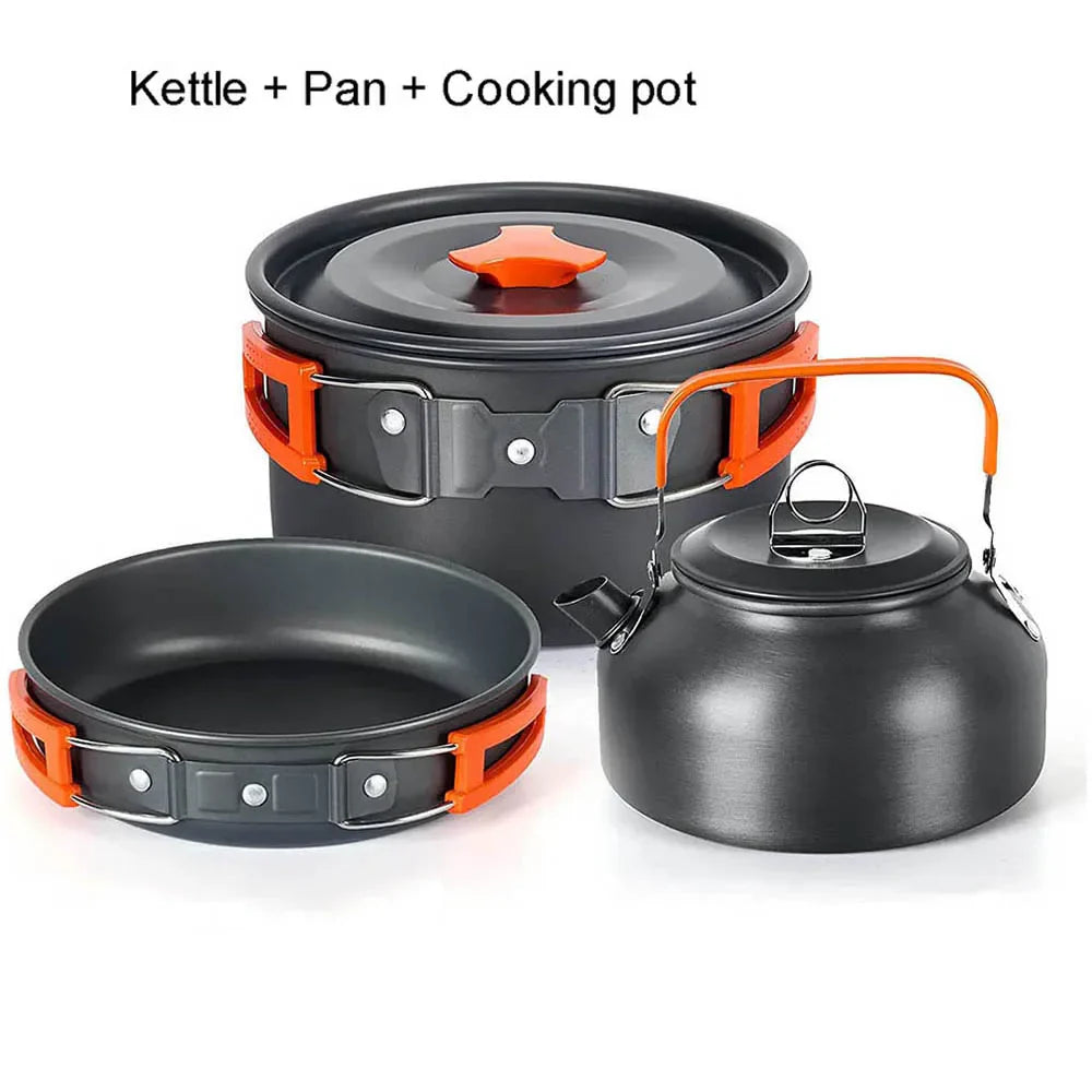 Aluminum Outdoor Camping Cookware Set Lightweight Cookset Grey