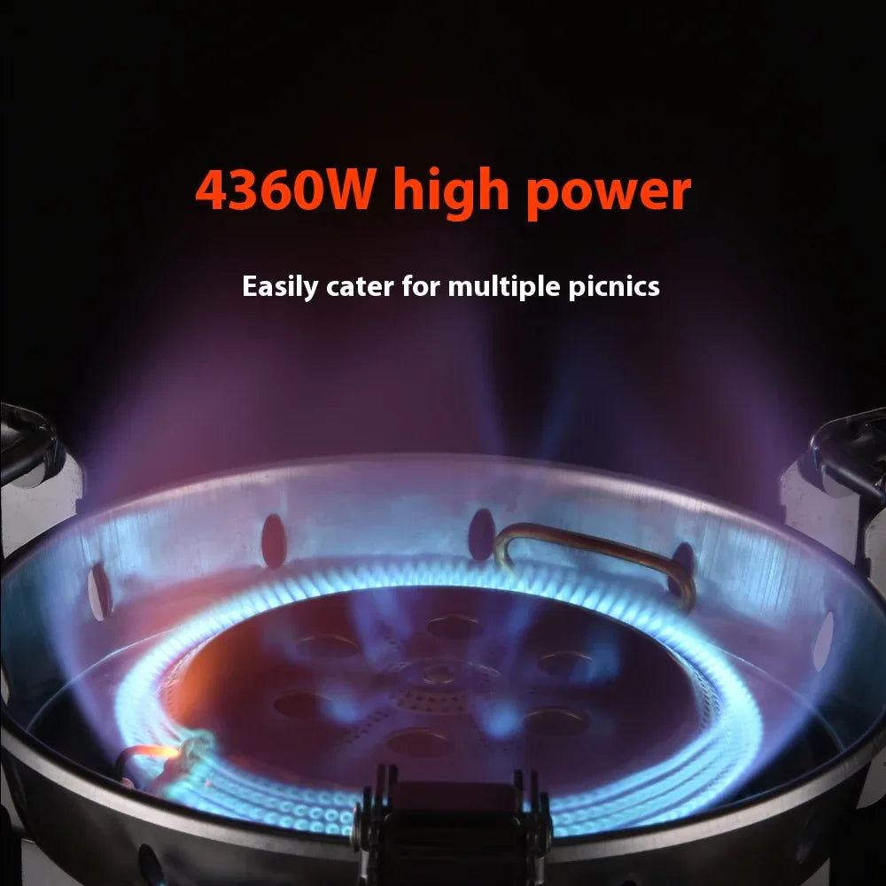 Pro High-Power Camping Stove 4360W Portable Gas Burner Silver
