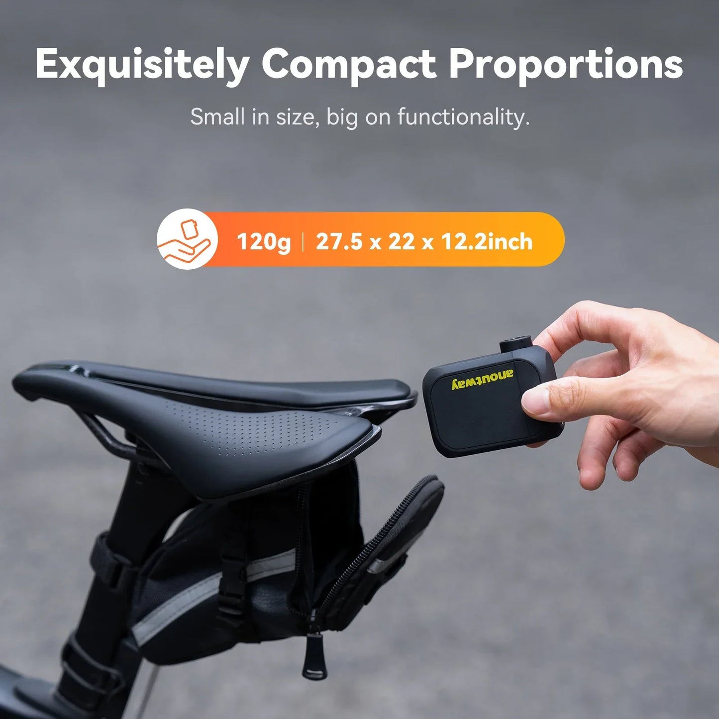 Pro Mini Electric Bike Pump Cordless Tire Inflator with Digital Screen Black