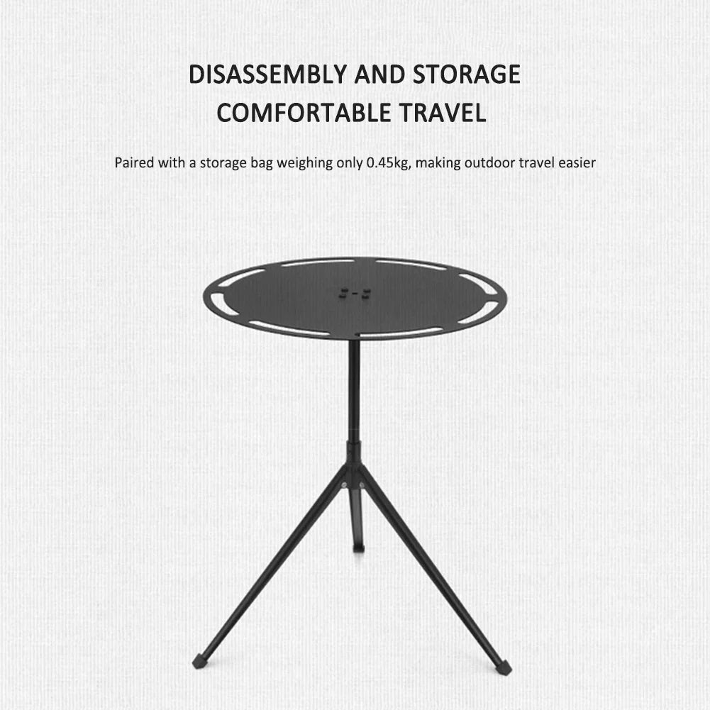 Round Camping Table with Telescopic Fishing Light Pole