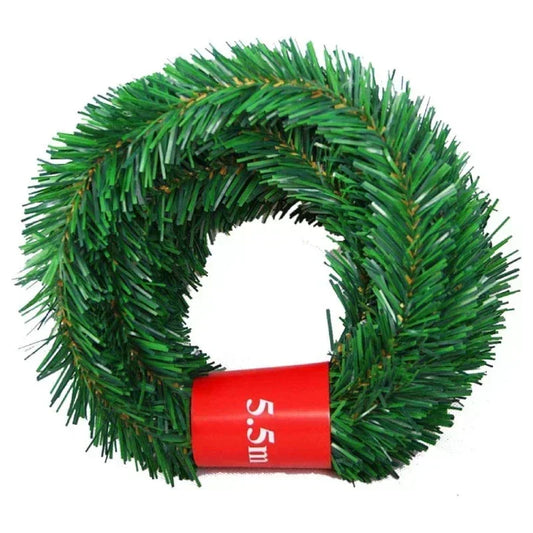 5.5m Festive Christmas Garland | Artificial Rattan in Lush Green