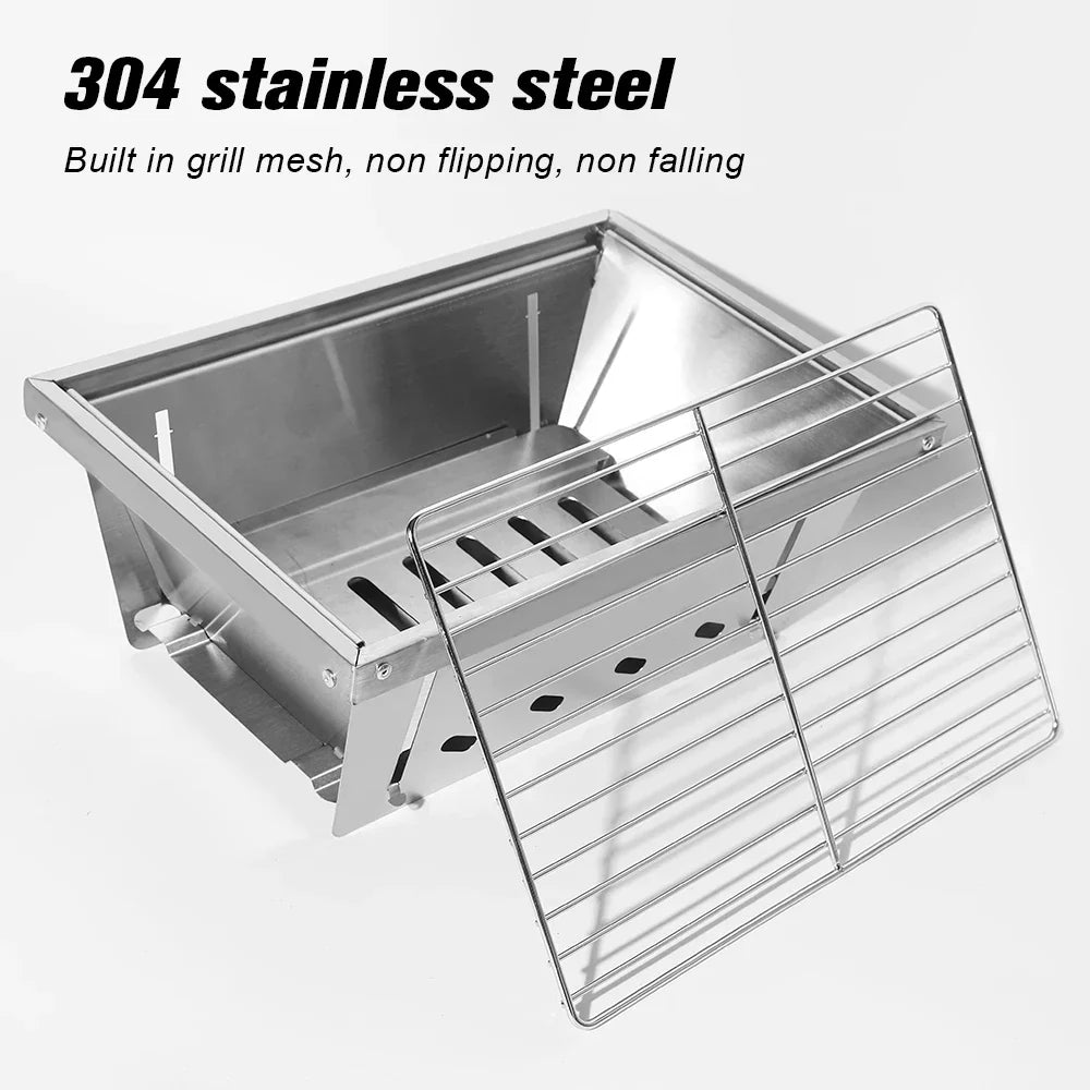 IGT Camping Folding Barbecue Stove Silver