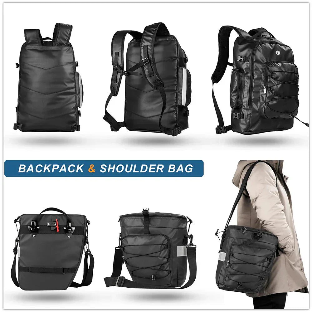 3-in-1 Bike Bag 65L Large Capacity Bicycle Rear Rack Pannier