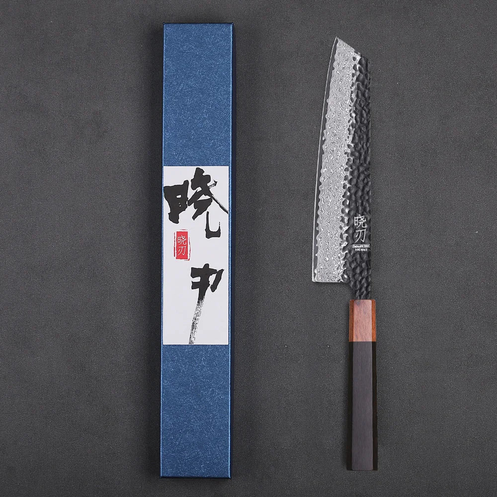 8.2-Inch Damascus Steel Cleaver Hand-Forged Knife Black