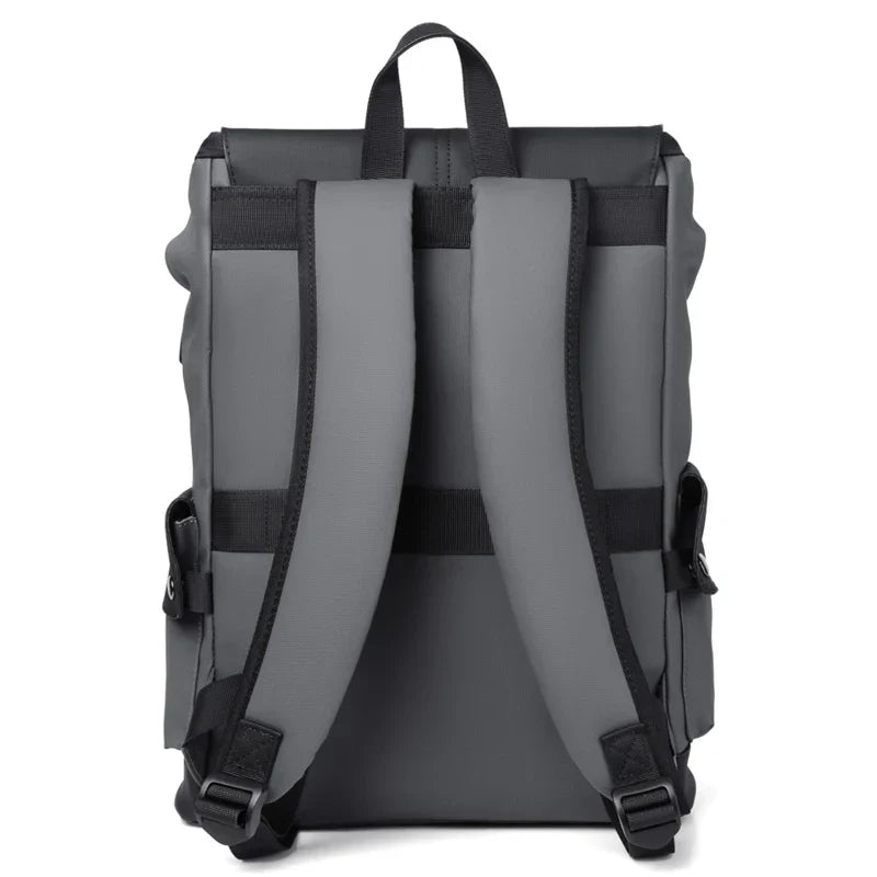 Waterproof PU Leather Laptop Backpack Computer Bag Grey