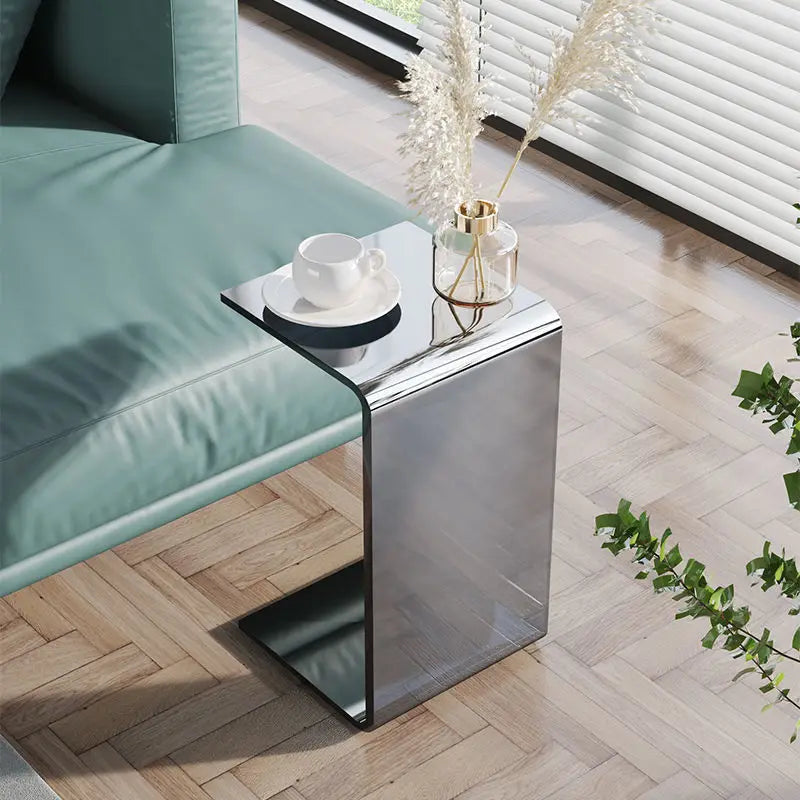 Contemporary Gray Acrylic Small Side Table - Elegant Accent for Modern Living Spaces