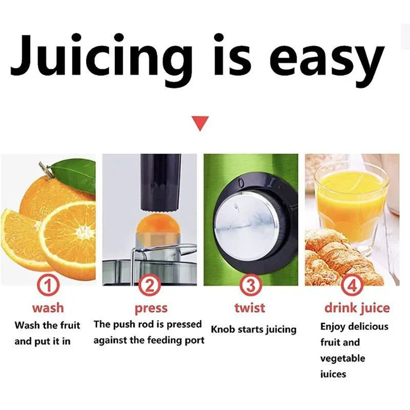 High Power Centrifugal Juicer Large Caliber Electric Juice Extractor Grey