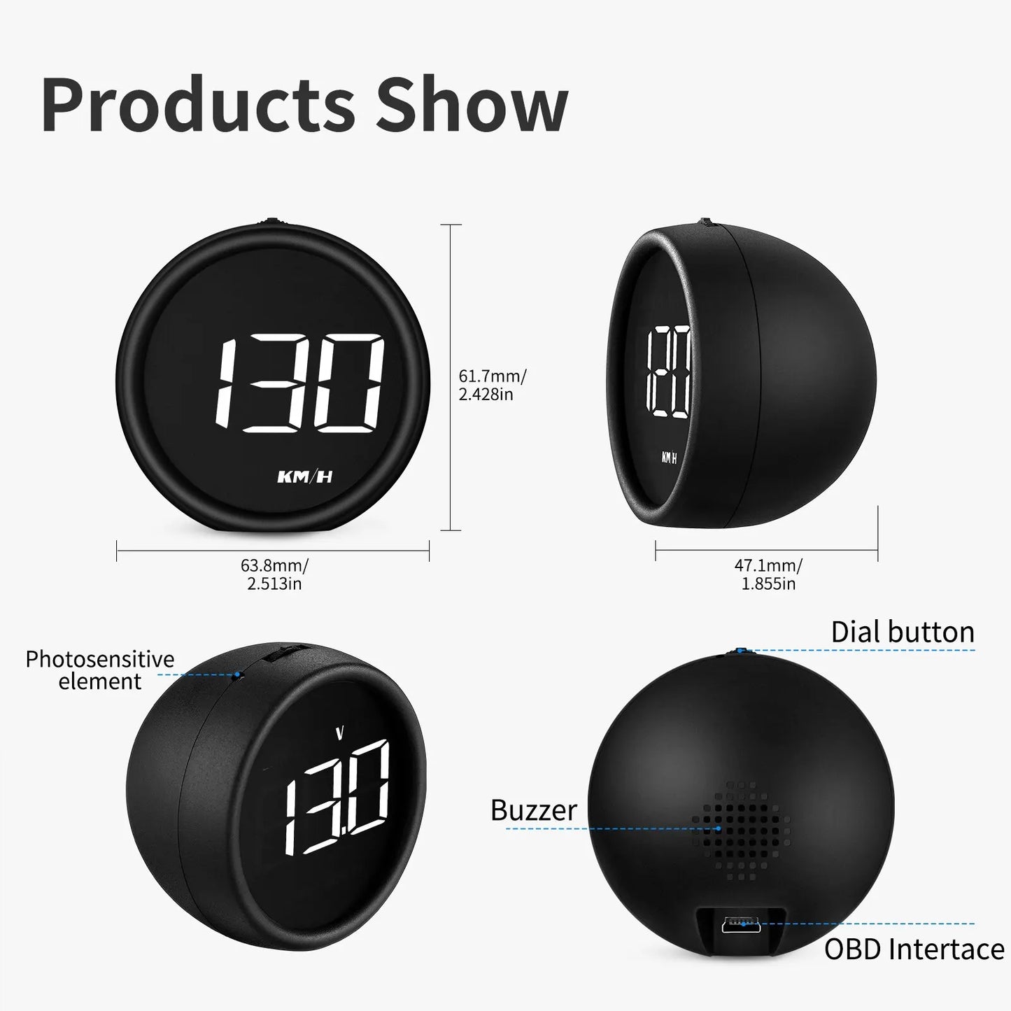 AD B1 HeadUp Display HUD OBD2 Speedometer Gauge Black