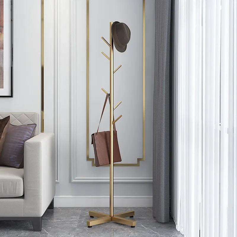 Elegance in Gold: Floor Standing Metal Coat Rack
