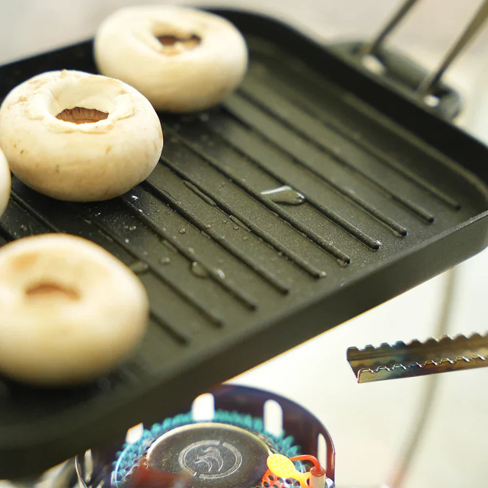 Mini Grill Plate Set – Non-Stick Aluminum Alloy Griddle with Tong Black