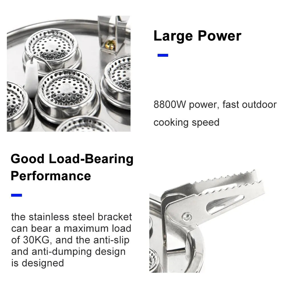 High-Power Camping Gas Stove Portable Split Burner Black