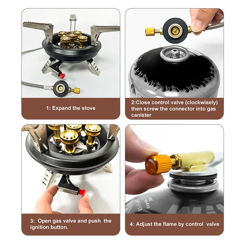 High-Pressure Camping Gas Stove 16000W Butane/Propane Black