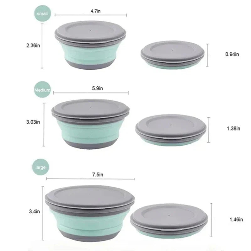 3Pcs/Set Bowl Sets Silicone Folding Lunch Box