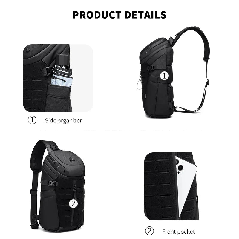 Waterproof Oxford Sling Crossbody Chest And Shoulder Bag Black