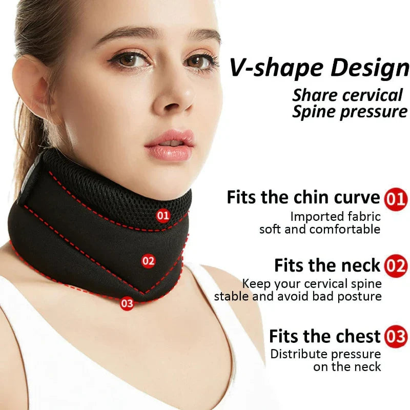 Adjustable Soft Foam Cervical Neck Brace Support Black