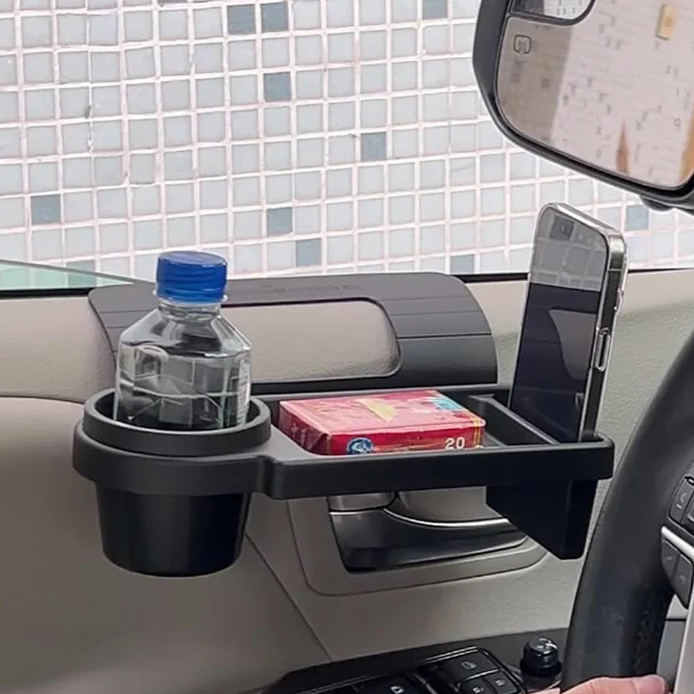 Multifunctional Car Side Door Hanging Organizer with Cup Holder Black