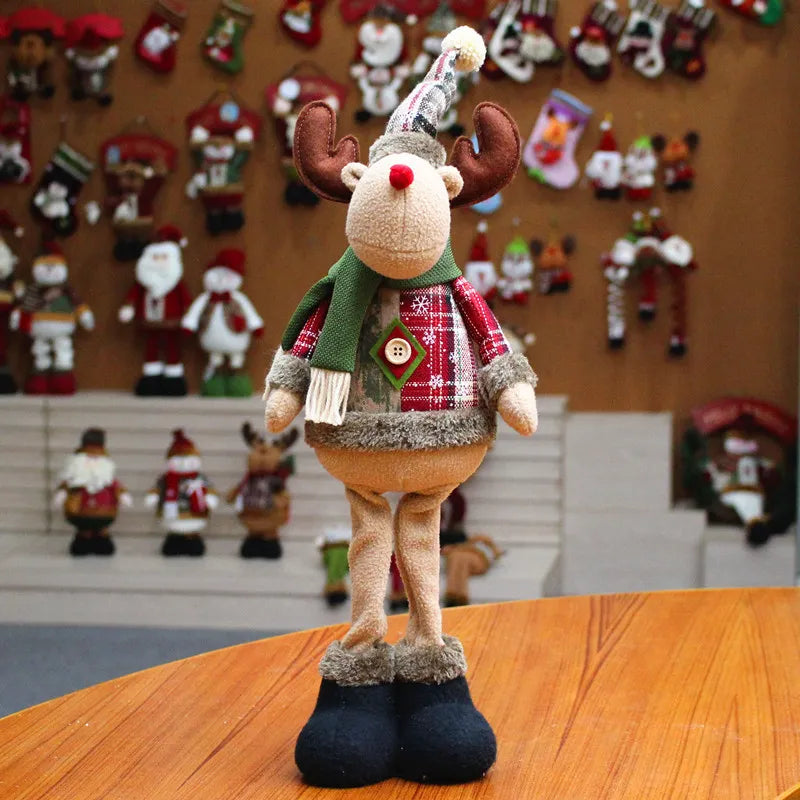 Cheerful Christmas Dolls Set - Reindeer, Snowman, and Santa Claus Standing Dolls