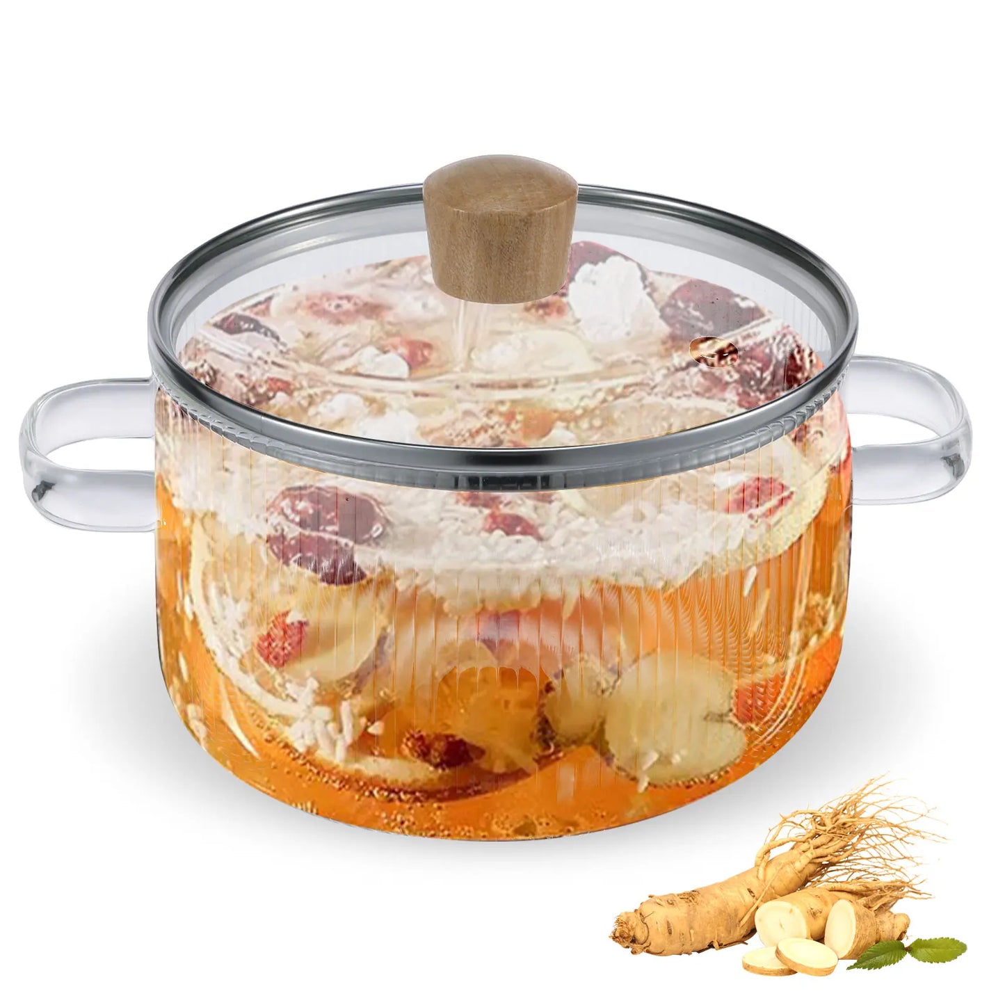 1.6L Borosilicate Glass Saucepan with Lid Clear Heat-Resistant Pot