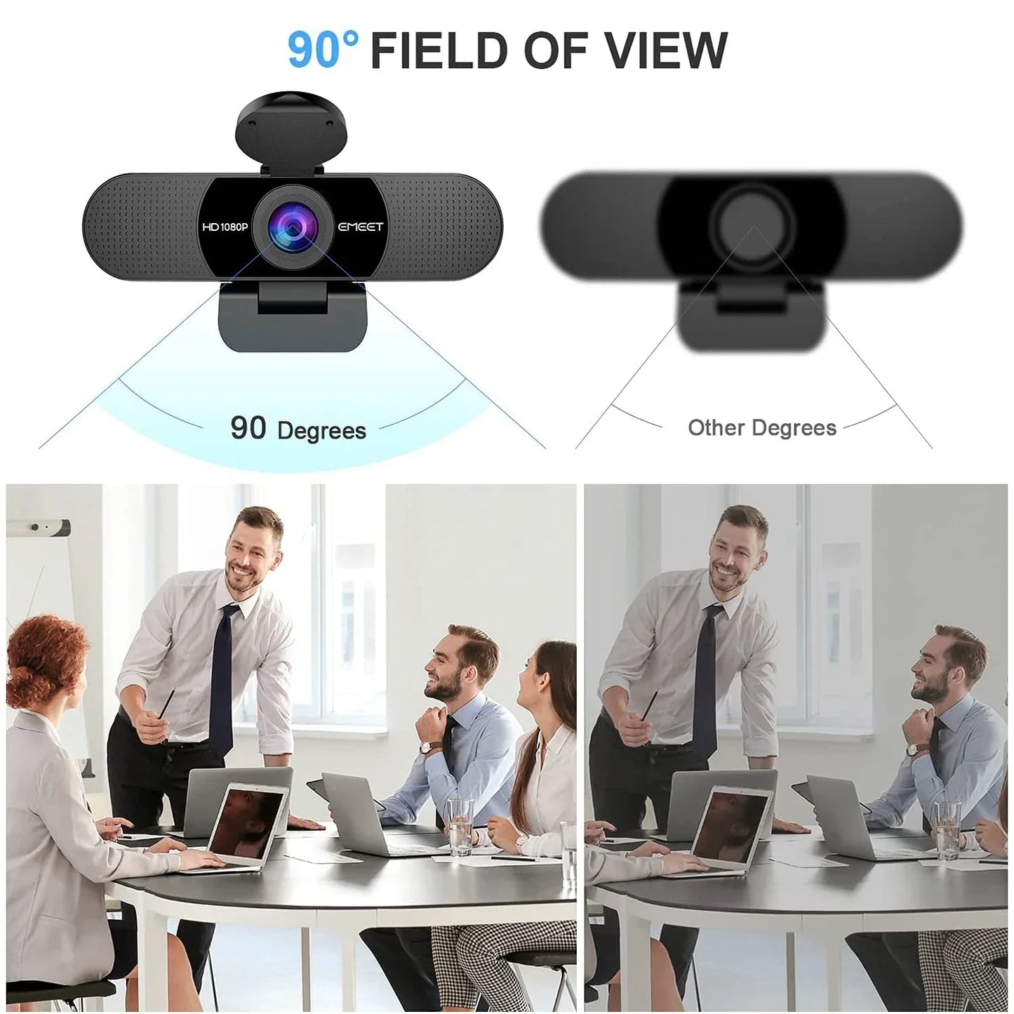 1080P HD USB Webcam Dual Noise-Canceling Mics Black