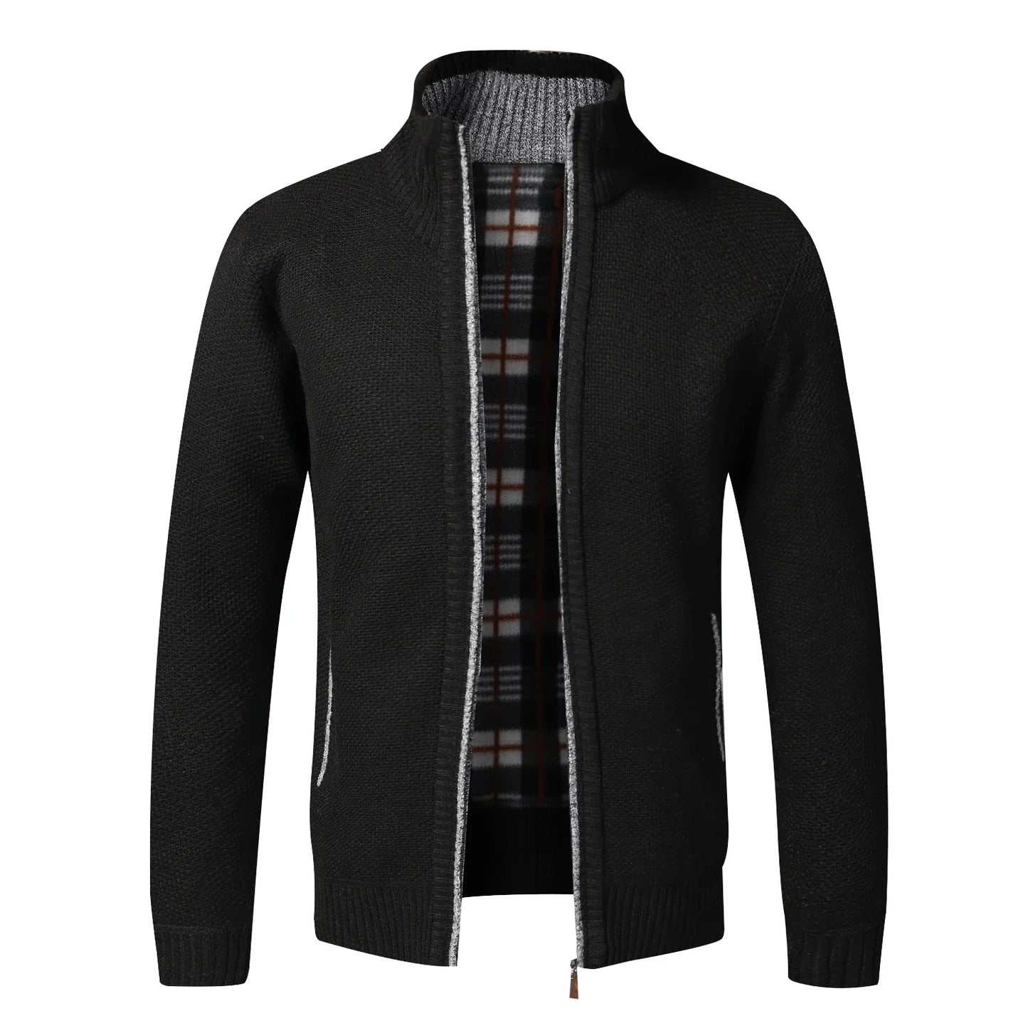 Men's Fleece Zip Cardigan Jacket Slim Fit Knit