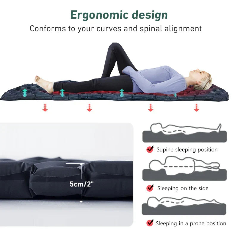 Ultralight Inflatable Camping Sleeping Pad Portable Air Mattress Navy Blue
