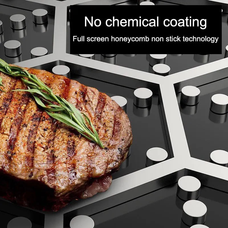 Premium 30cm Stainless Steel Honeycomb Nonstick Skillet Silver