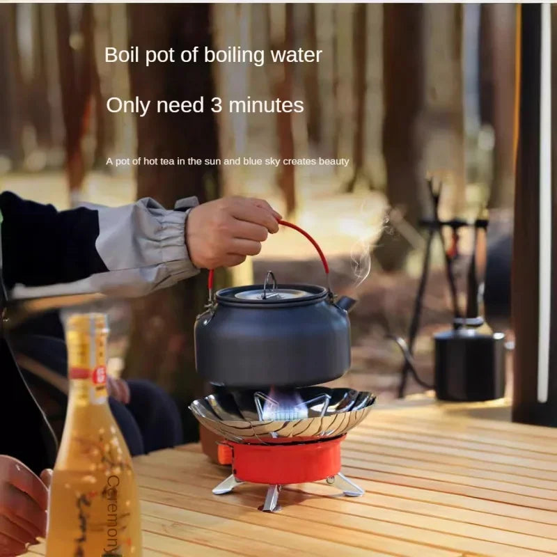 Windproof Mini Folding Camping Gas Stove Red