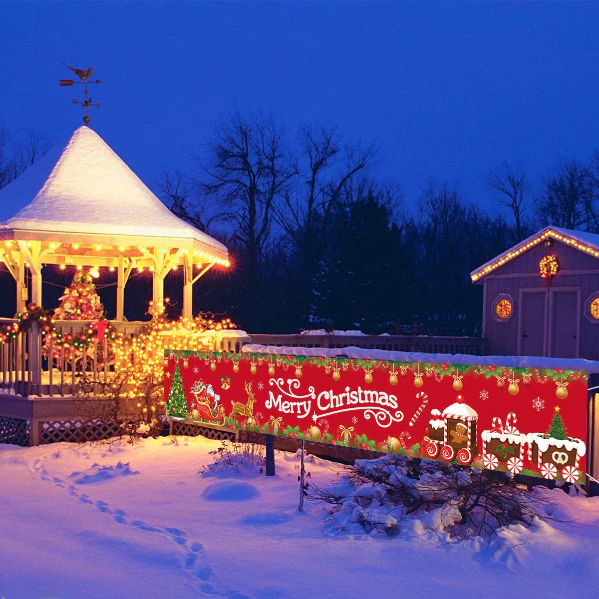 Festive Merry Christmas Outdoor Banner - 240x40cm