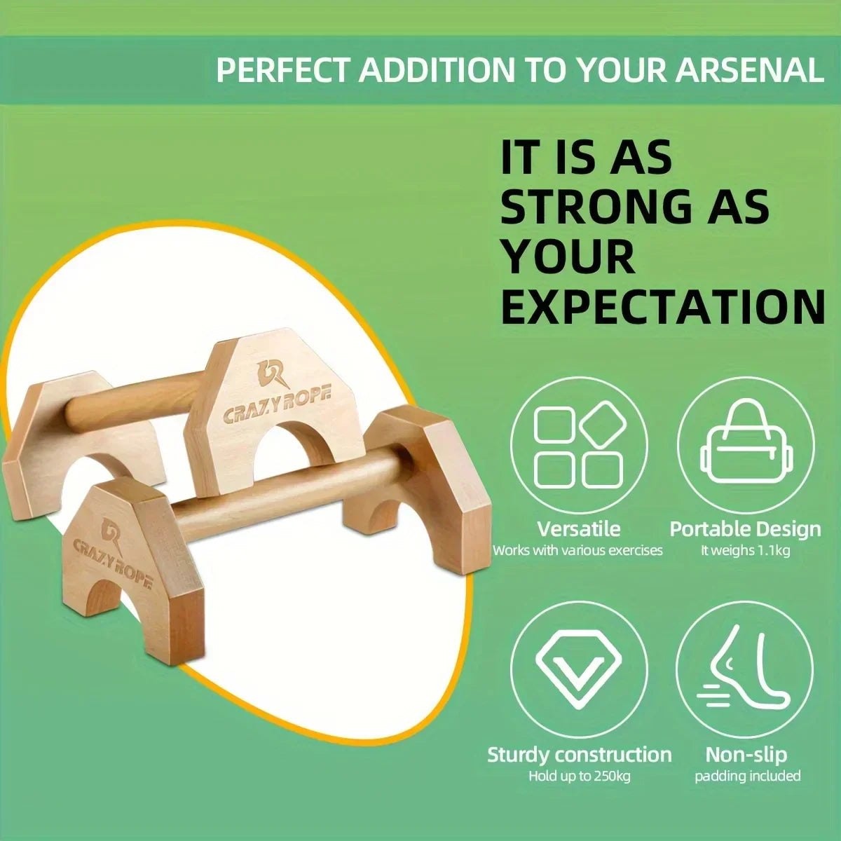 Wooden Push-up Bar Stands - Gym Fitness Training