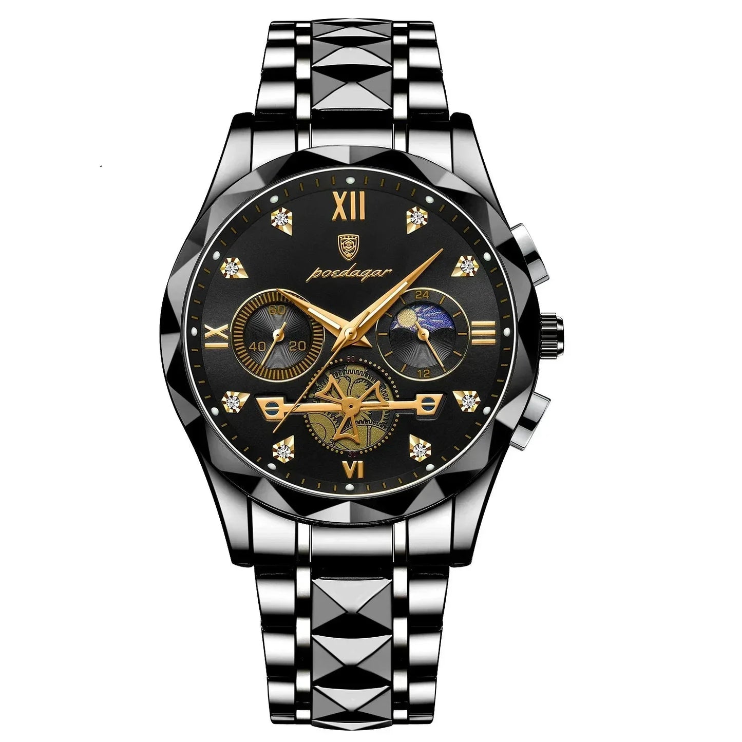 Men’s Waterproof Luminous Chronograph Wristwatch - Black