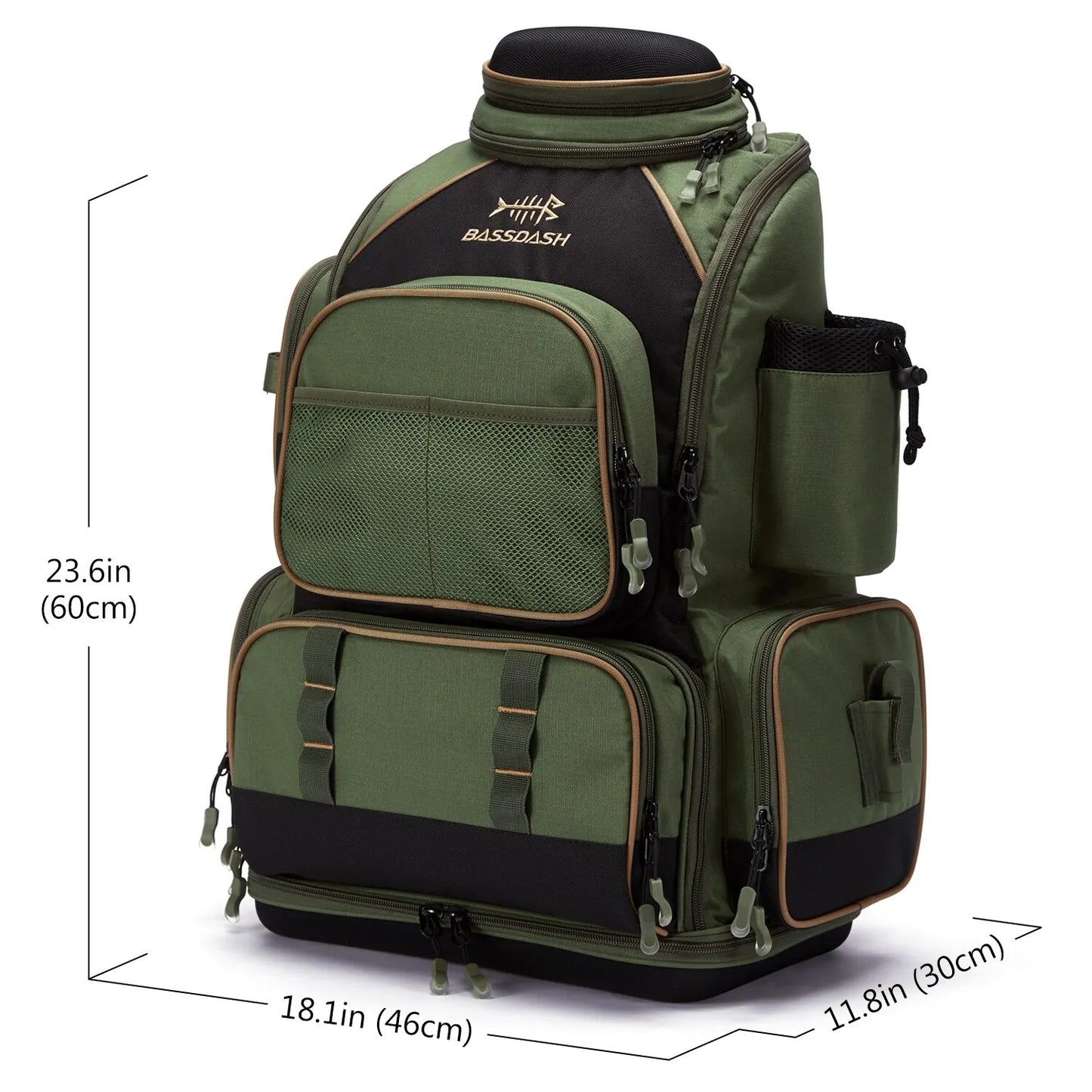 Tactical Fishing Tackle Backpack Lightweight Soft Tackle Bag Army Green