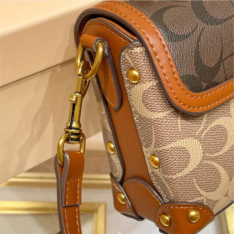 Womens Crossbody Box Bag Satchel with Flap Pocket