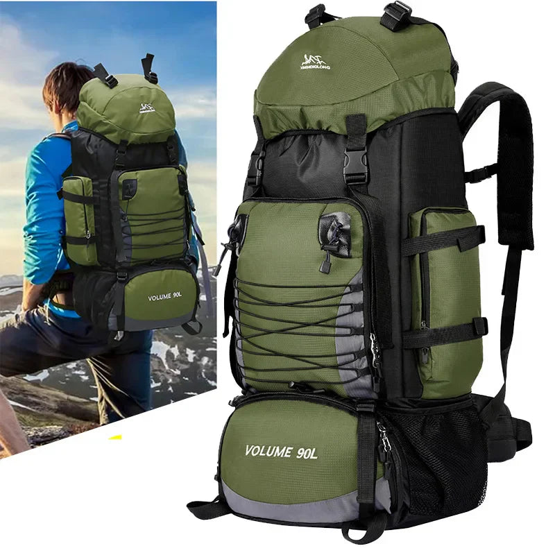 90L Tactical Camping Backpack Military-Style Green
