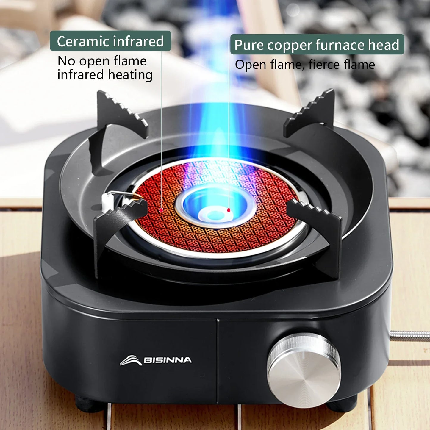 4000W High-Power Infrared Gas Stove Dark Blue
