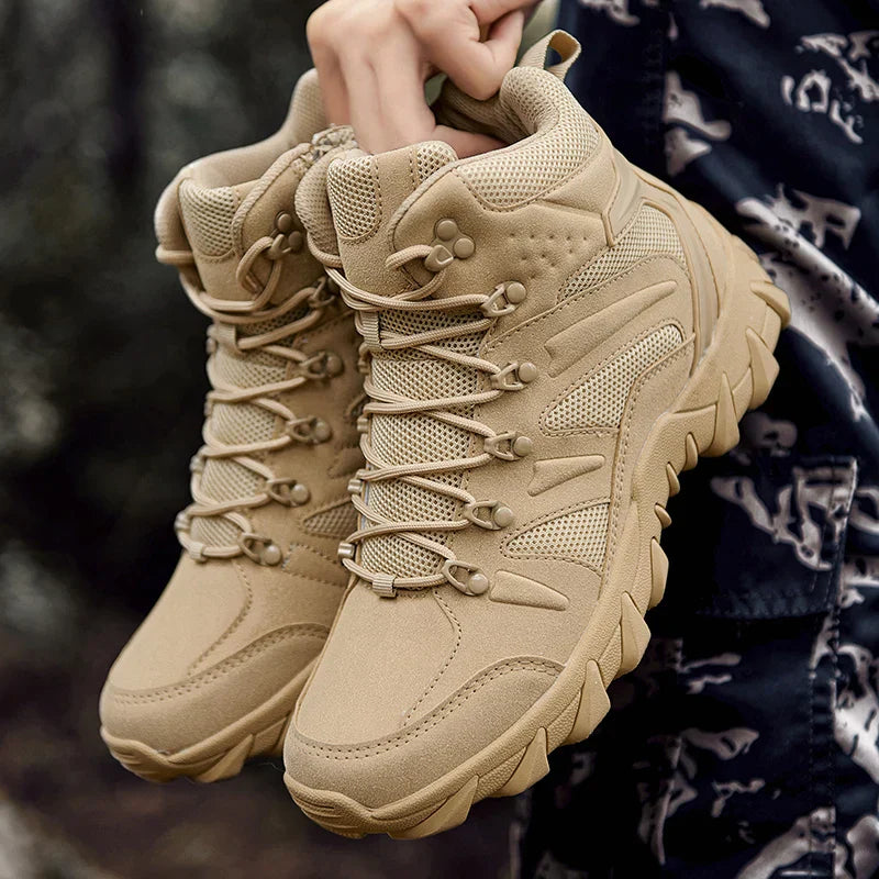 Men's Tactical Work Ankle Boots Winter Safety Shoes (Beige)