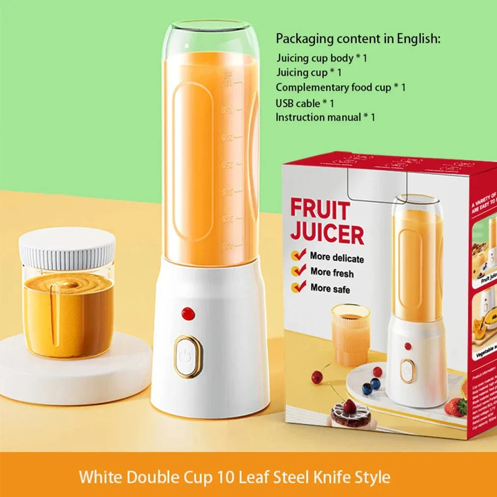 500ML Portable Electric Blender 40W USB Rechargeable Cordless White