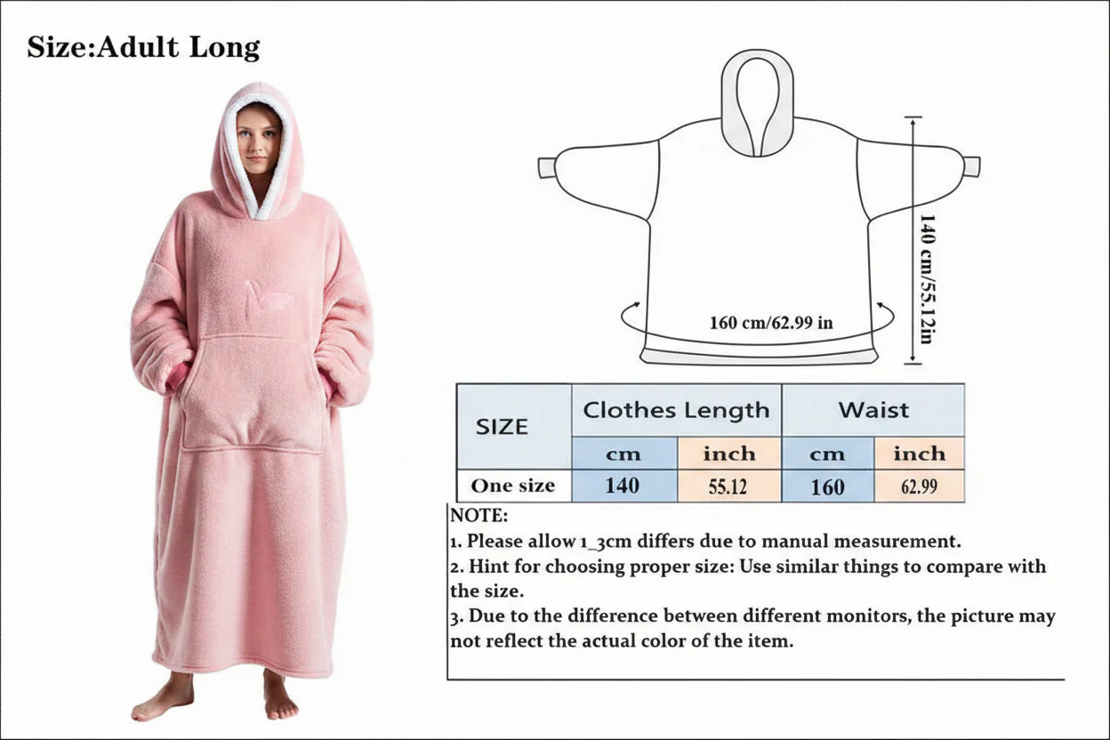 Oversized Hooded Fleece Blanket for Adults