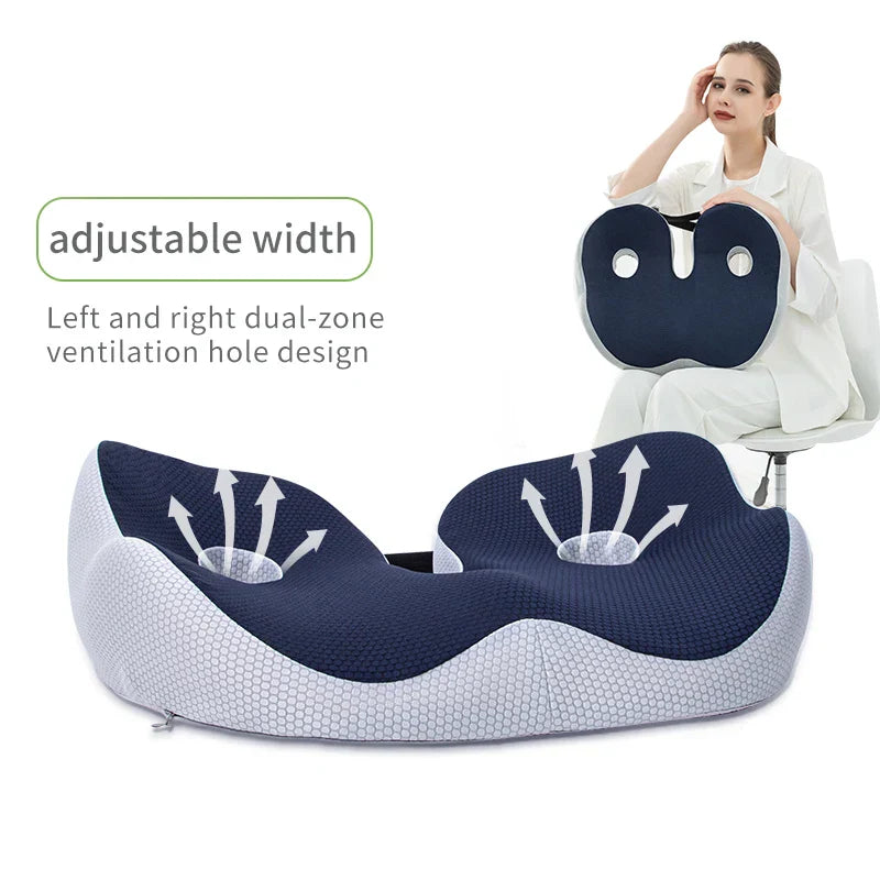Memory Foam Sit Bone Relief Cushion Ergonomic Support Blue