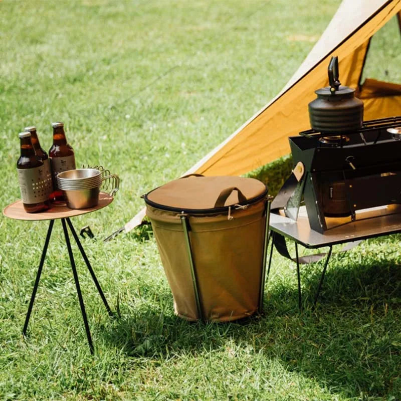 Collapsible 20L Outdoor Camping Trash Bin Waste Container Khaki