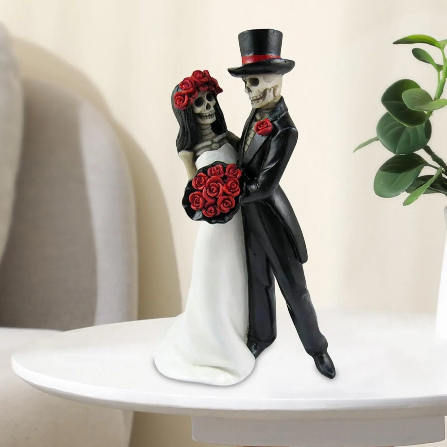 Skull Wedding Couple Resin Statue