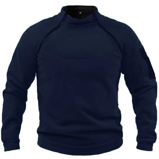 Men's Tactical Fleece Pullover Jacket Outdoor Hiking (Navy Blue)