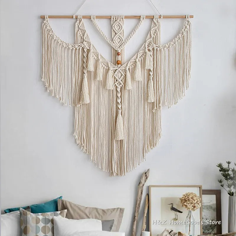 Boho Chic: Handwoven Macrame Wall Hanging Tapestry with Tassels